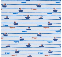 Sale VBS Marktplatz Jersey-Stoff "Boote und Fische"