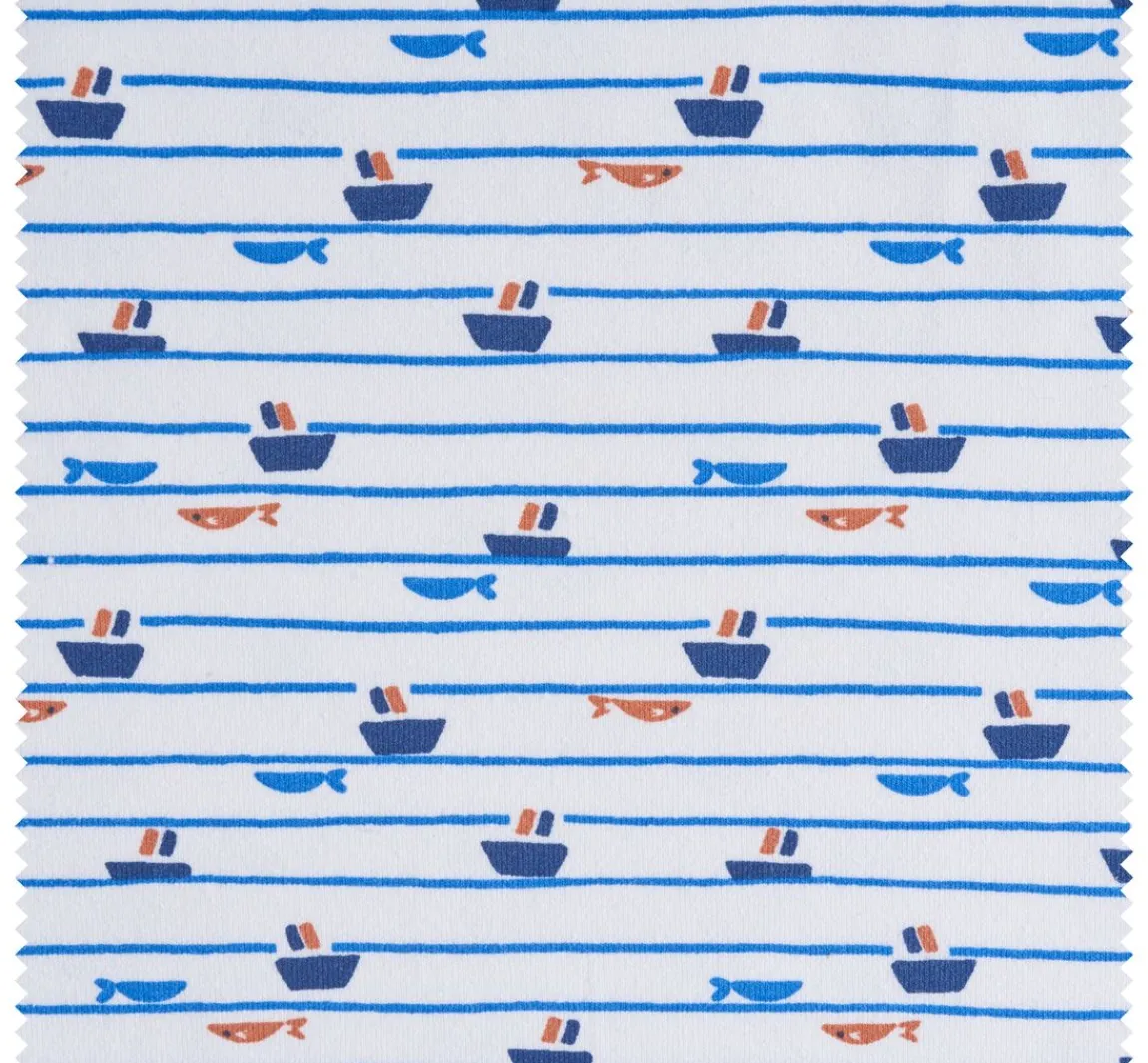 Sale VBS Marktplatz Jersey-Stoff "Boote und Fische"
