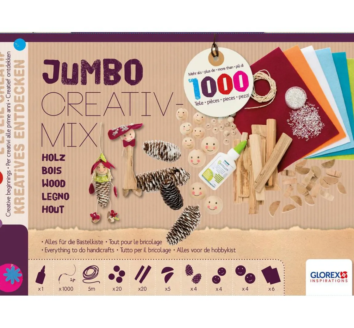 New GLOREX Jumbo Creativ-Mix "Naturholz", ca. 1.000 Teile