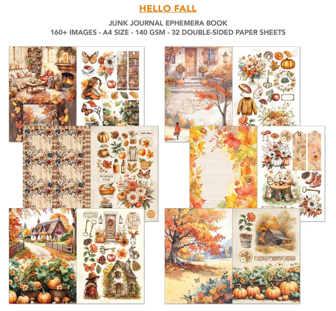 Sale Ciao Bella Junk Journal & Ephemera Book "Hello Fall"