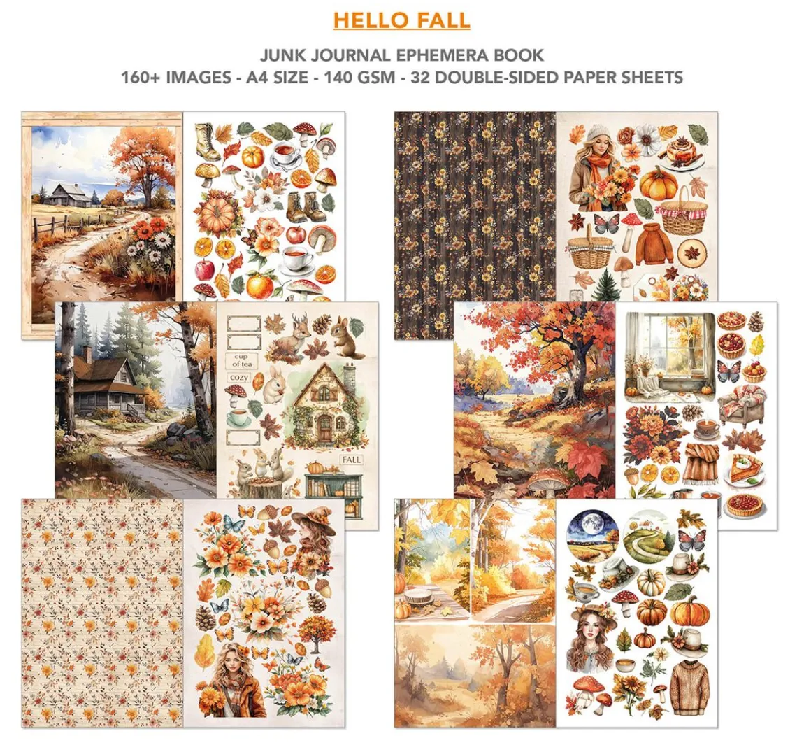 Sale Ciao Bella Junk Journal & Ephemera Book "Hello Fall"