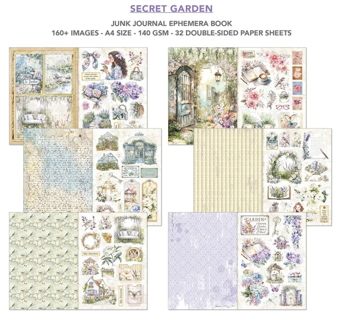 New Ciao Bella Junk Journal & Ephemera Book "Secret Garden"