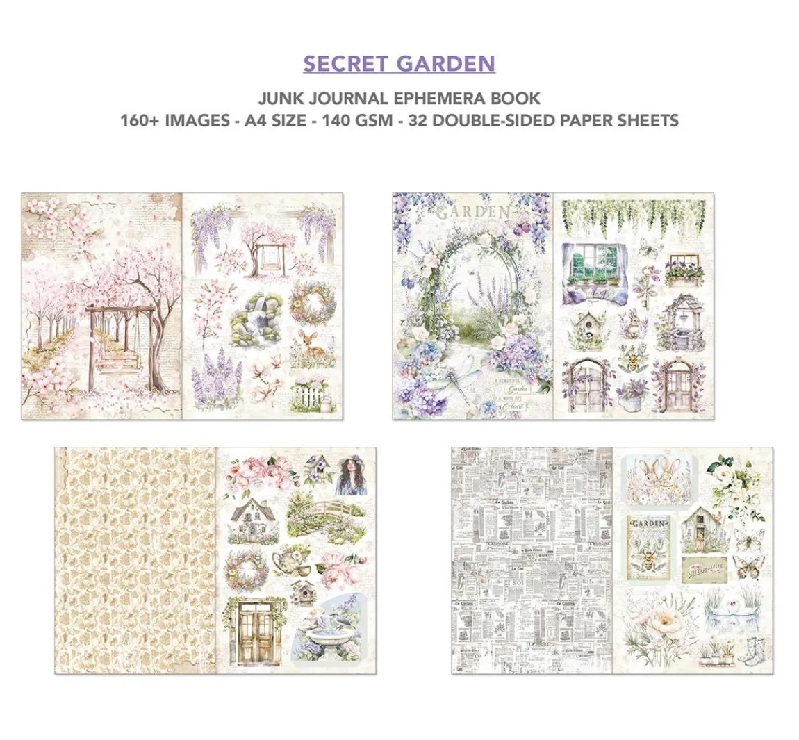 New Ciao Bella Junk Journal & Ephemera Book "Secret Garden"