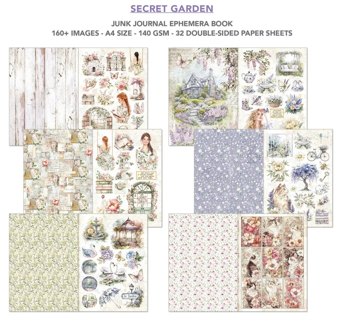 New Ciao Bella Junk Journal & Ephemera Book "Secret Garden"