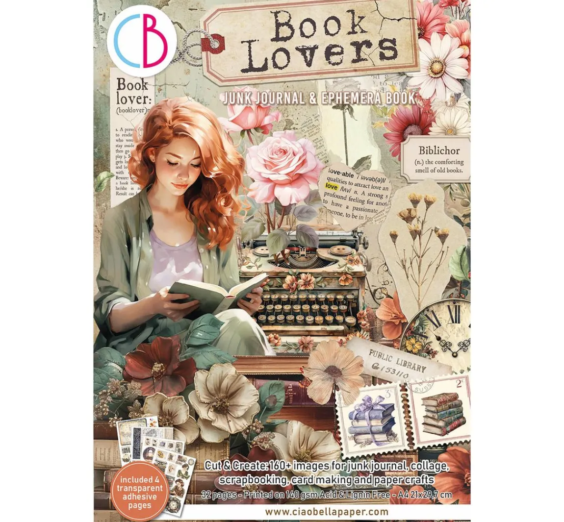 Hot Ciao Bella Junk Journal & Ephemera Book "Book Lovers"