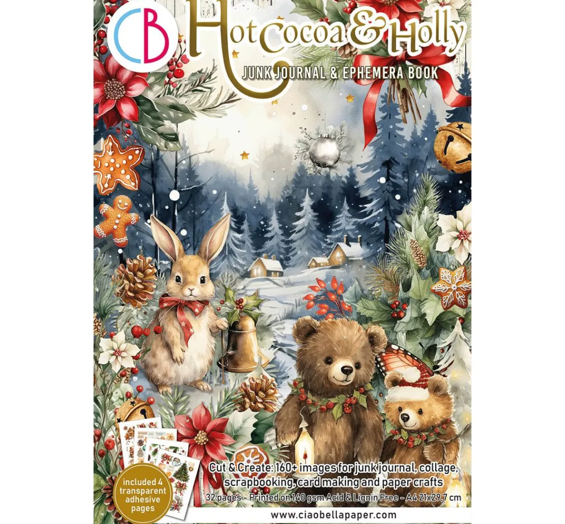Discount Ciao Bella Junk Journal & Ephemera Book "Hot Cocoa & Holly"