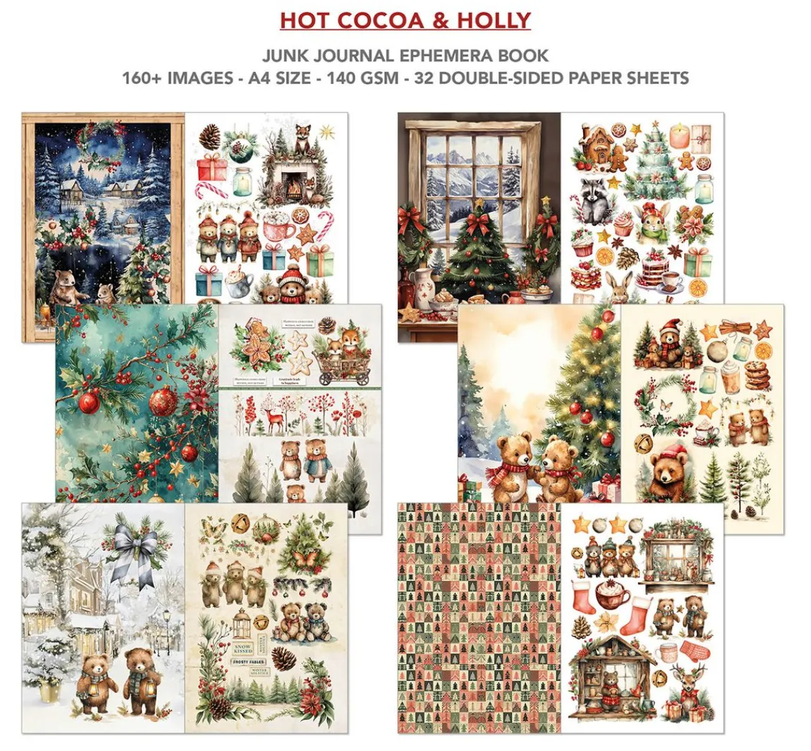 Discount Ciao Bella Junk Journal & Ephemera Book "Hot Cocoa & Holly"