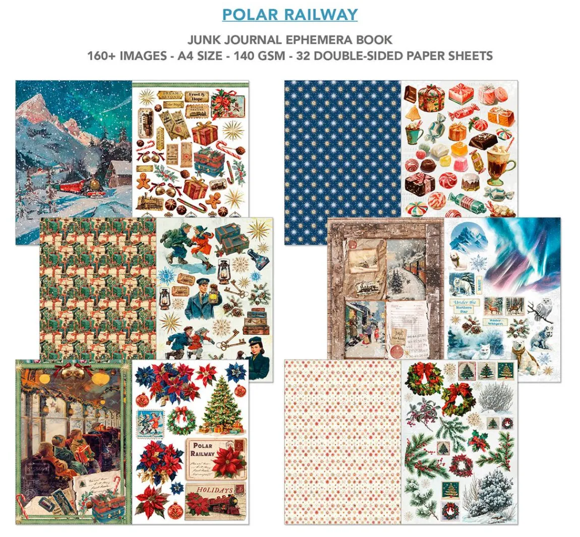 Best Ciao Bella Junk Journal & Ephemera Book "Polar Railway"