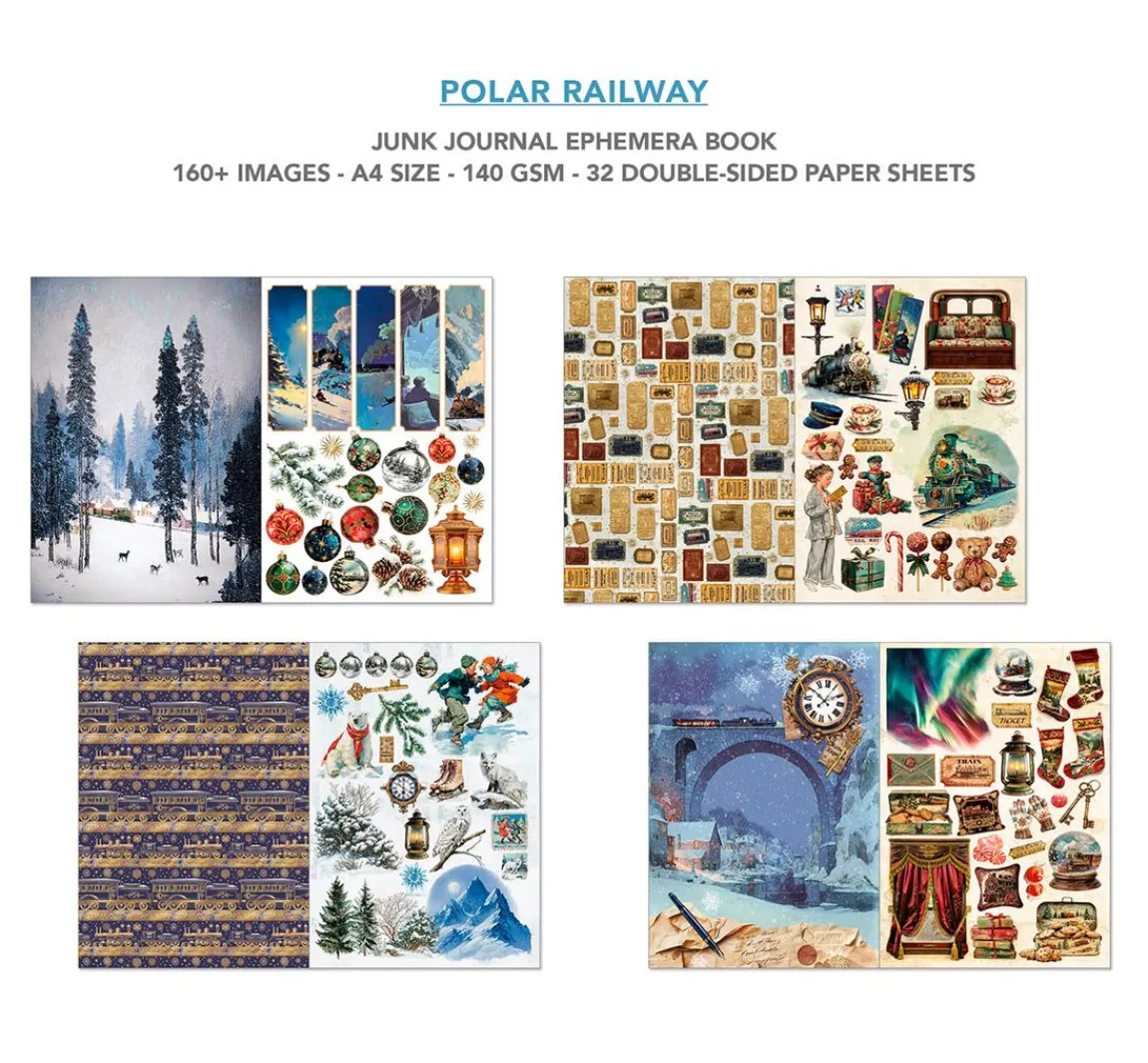 Best Ciao Bella Junk Journal & Ephemera Book "Polar Railway"