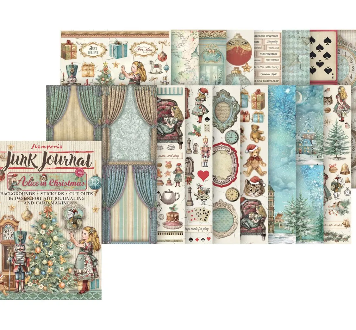 Clearance Stamperia Junk Journal Book "Alice in Christmas"