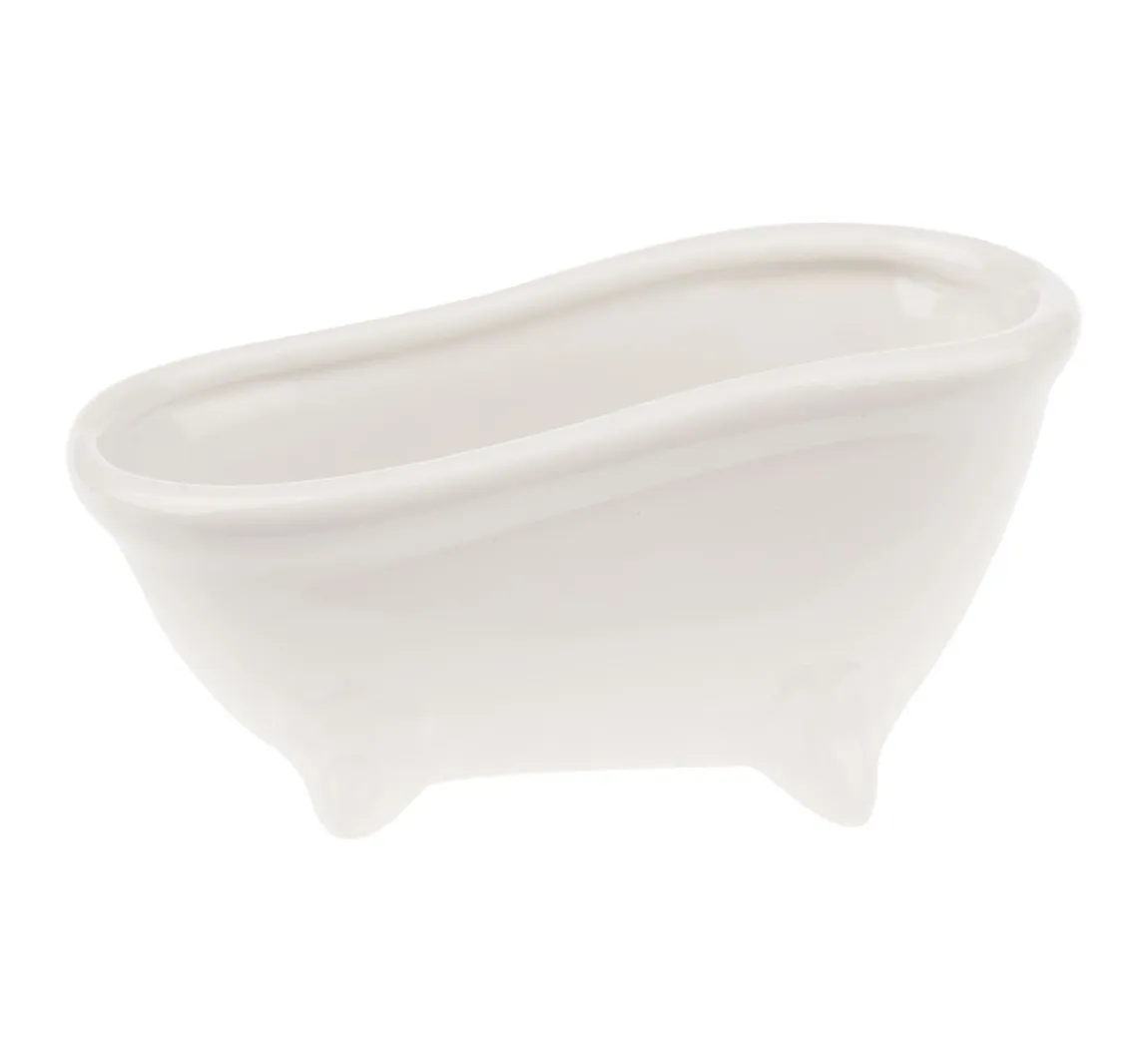 Best HobbyFun Keramik-Seifenschale "Badewanne", 15x7x7,2cm, weiß glänzend
