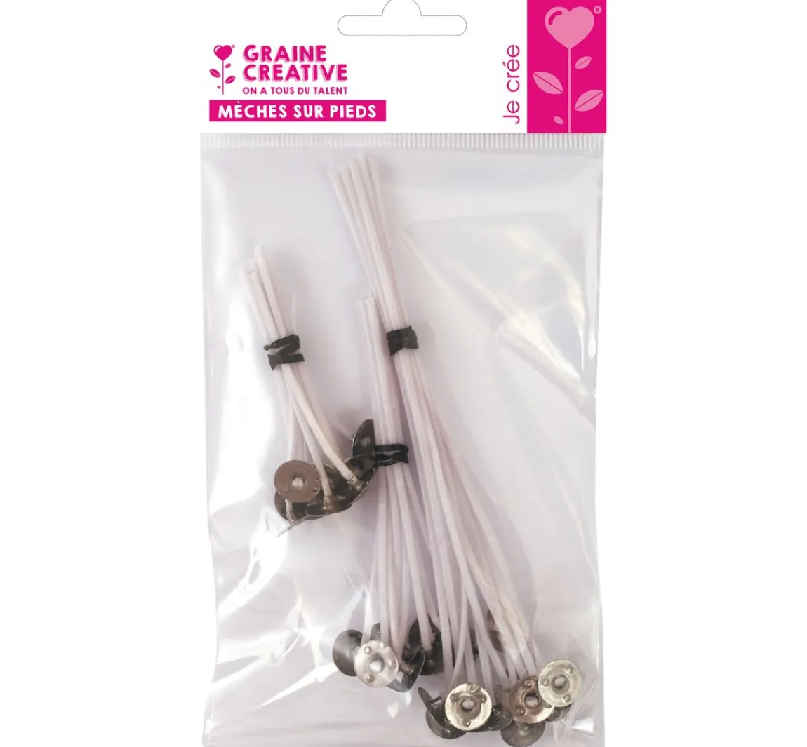 Sale Graine Creative Kerzendochte gewachst mit Metallfuß, 3 versch. Größen