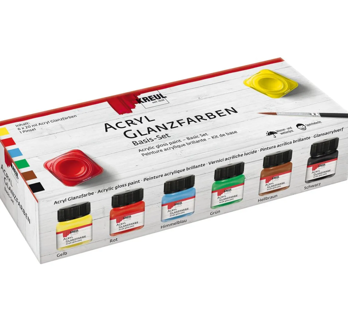 Best Kreul Kreative KREUL Acryl Glanzfarben Basis-Set, 6 x 20 ml