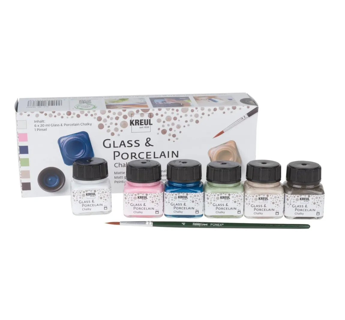 Discount Kreul Kreative KREUL Glass & Porcelain "Chalky-Set", 6 x 20 ml