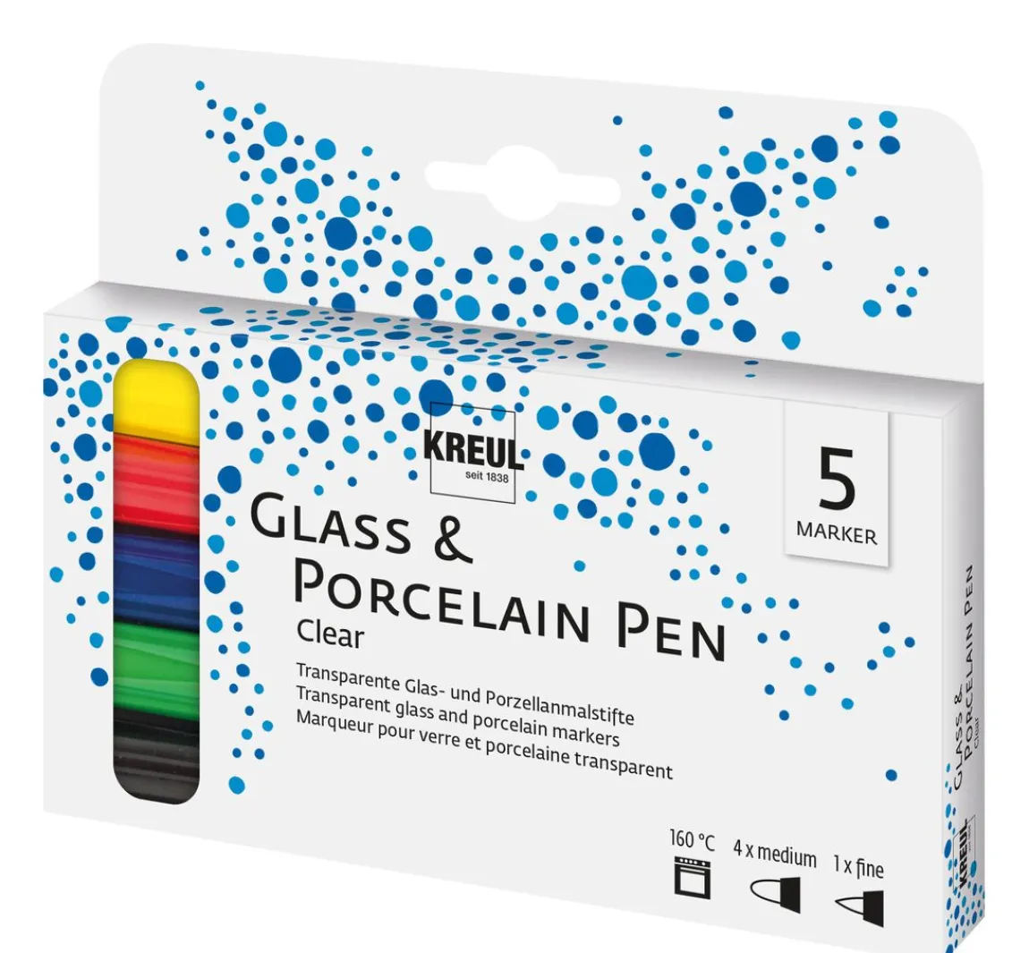 Clearance Kreul Kreative KREUL Glass & Procelain Pen "Clear", 5er-Set
