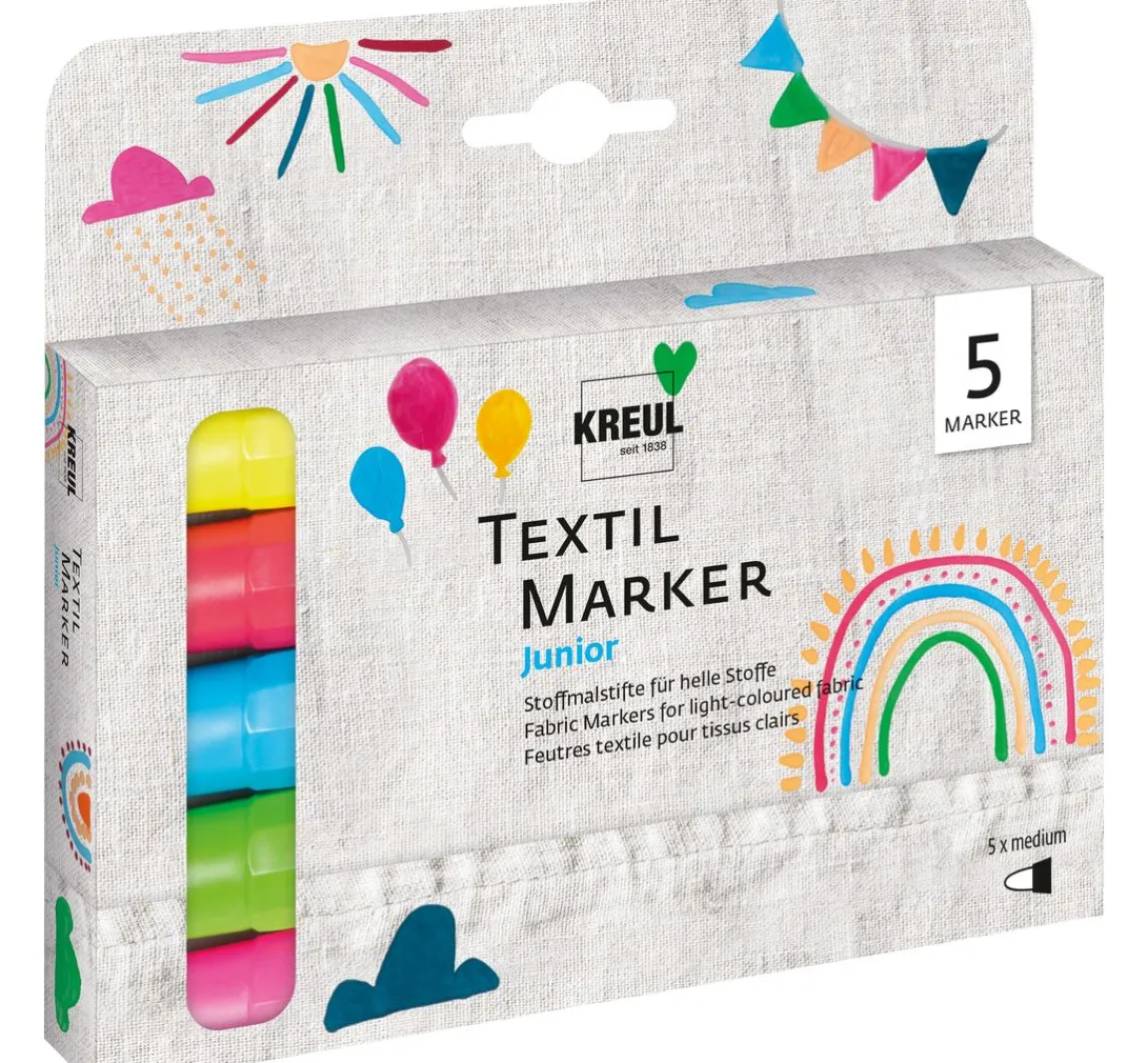 Outlet Kreul Textil Marker medium "Junior", 5er-Set