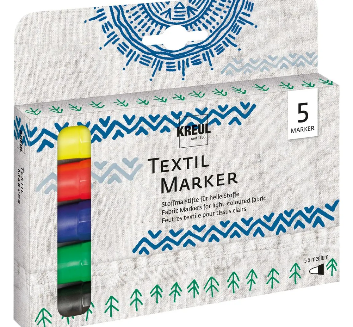 Hot Kreul Kreative KREUL Textil Marker medium, 5er-Set