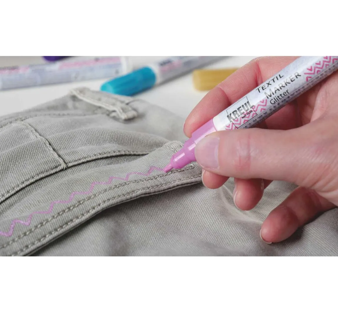 Sale Kreul Textil Marker medium "Glitter", 5er-Set