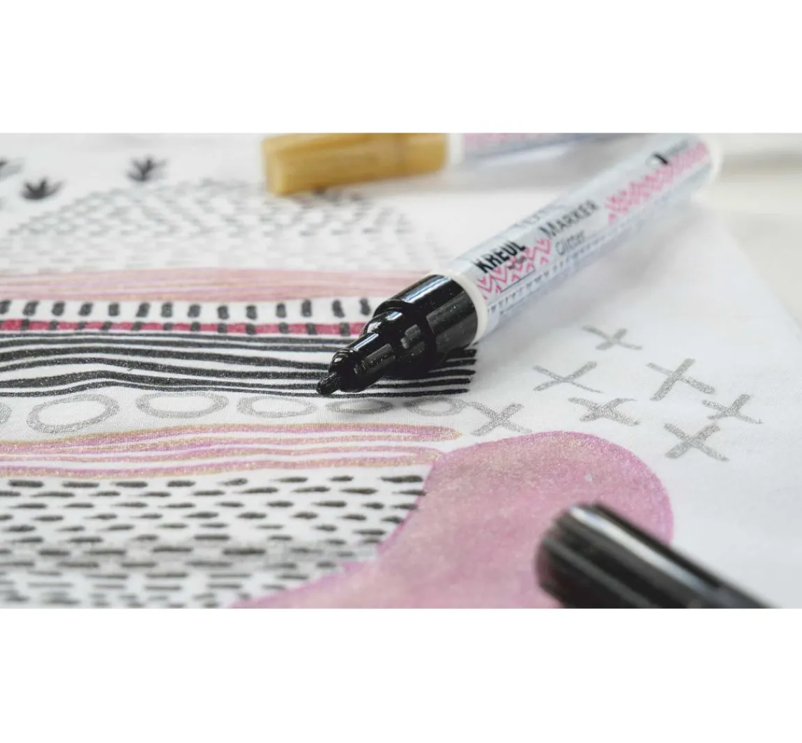 Sale Kreul Textil Marker medium "Glitter", 5er-Set