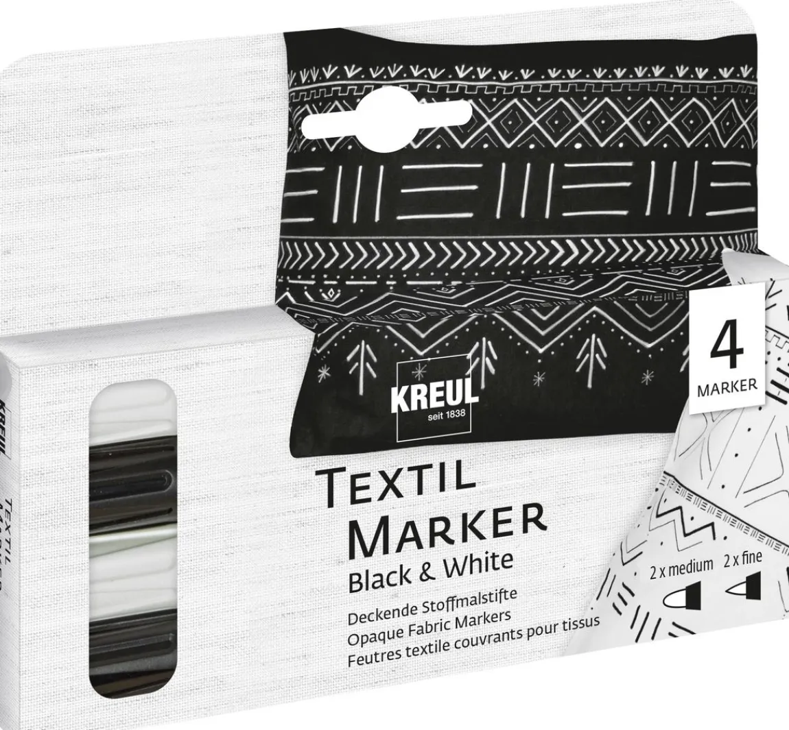 Sale Kreul Textil Marker Opak "Black & White", 4er-Set