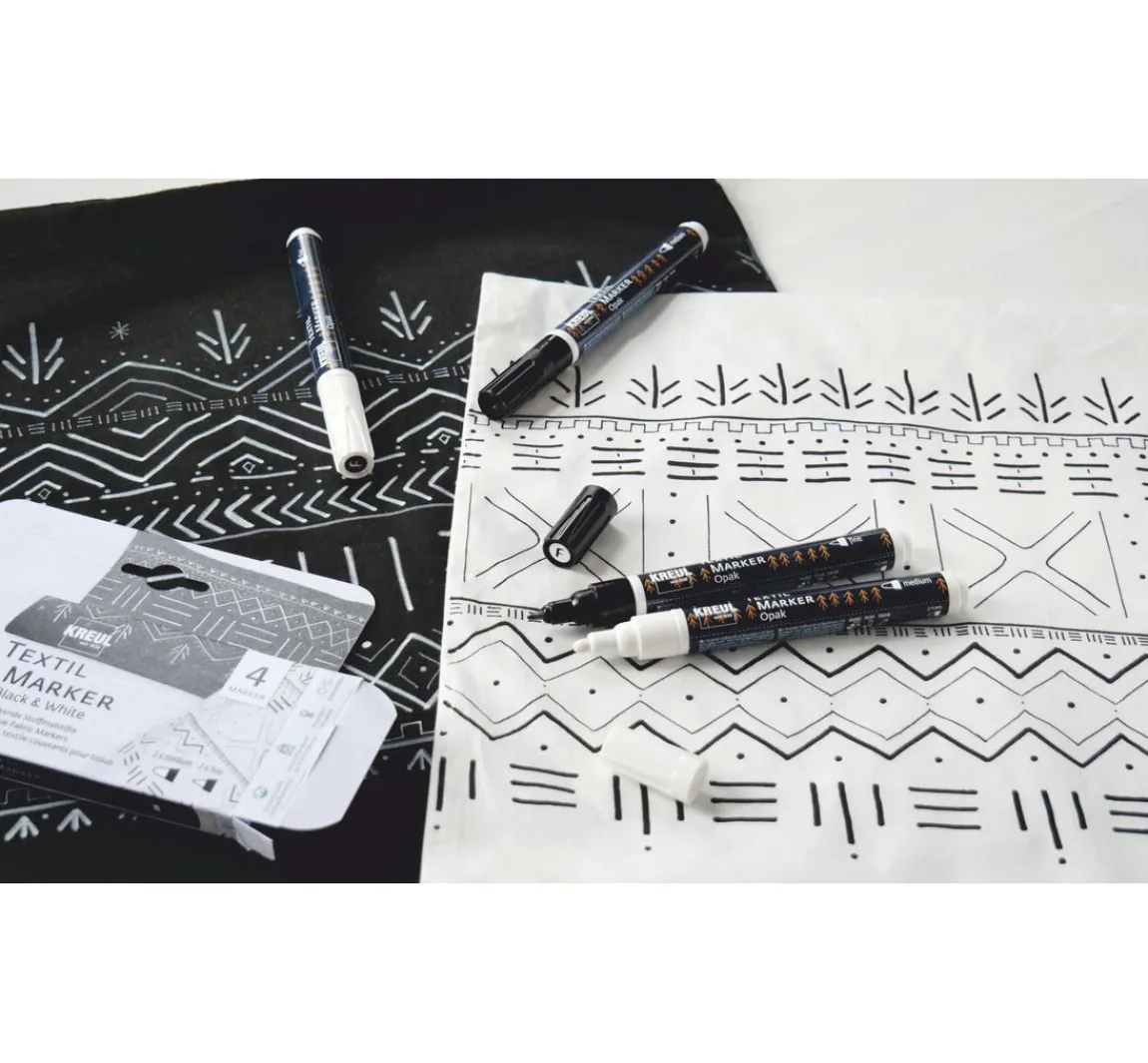 Sale Kreul Textil Marker Opak "Black & White", 4er-Set