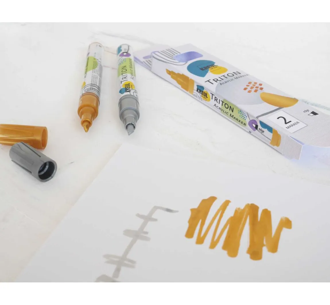 Kreul Künstler KREUL Triton Acrylic Marker "edge", 2er-Set, Silber & Gold
