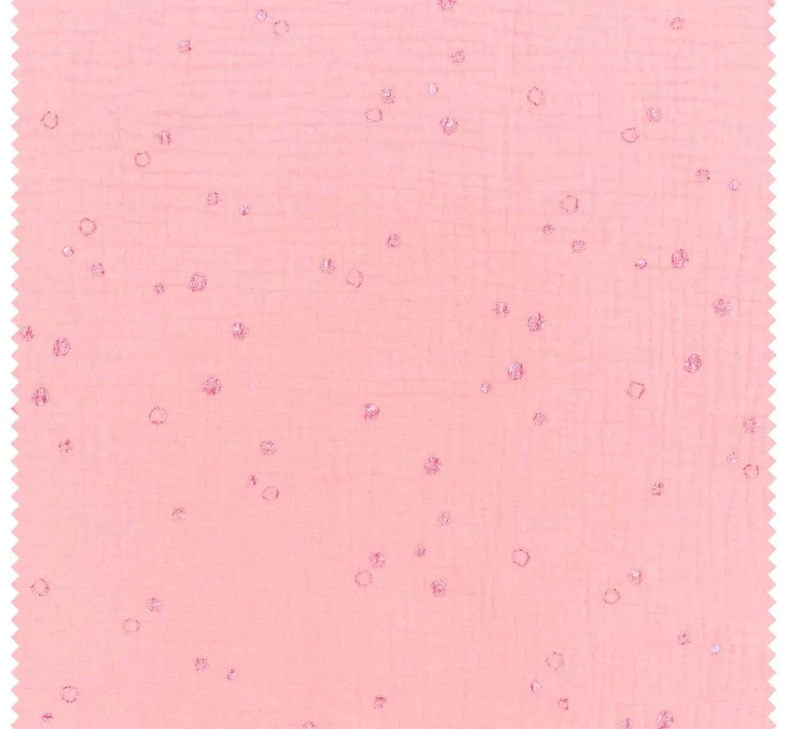 Outlet Rico Design Krinkel-Musselin Baumwoll-Stoff mit Metallic-Effekt "Wild Dots-Lachsrosa"