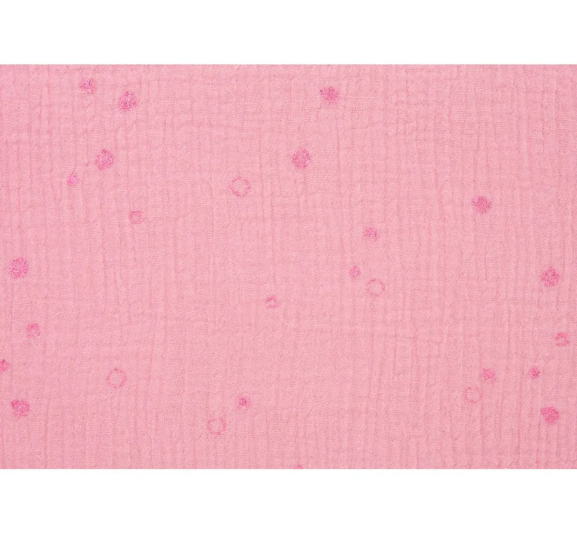 Outlet Rico Design Krinkel-Musselin Baumwoll-Stoff mit Metallic-Effekt "Wild Dots-Lachsrosa"