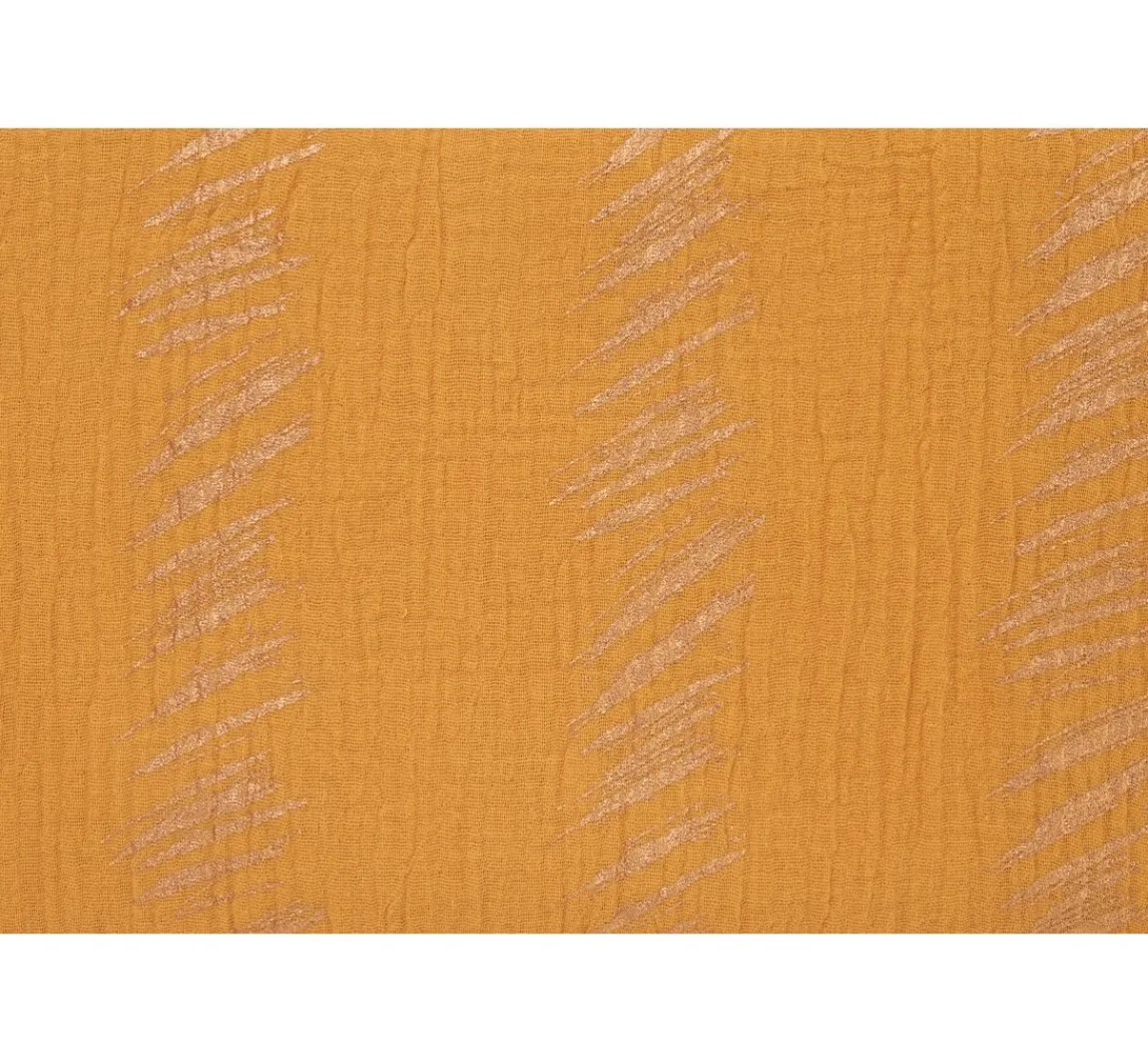 New Rico Design Krinkel-Musselin Baumwoll-Stoff mit Gold-Effekt "Transformation" Crush Stipes