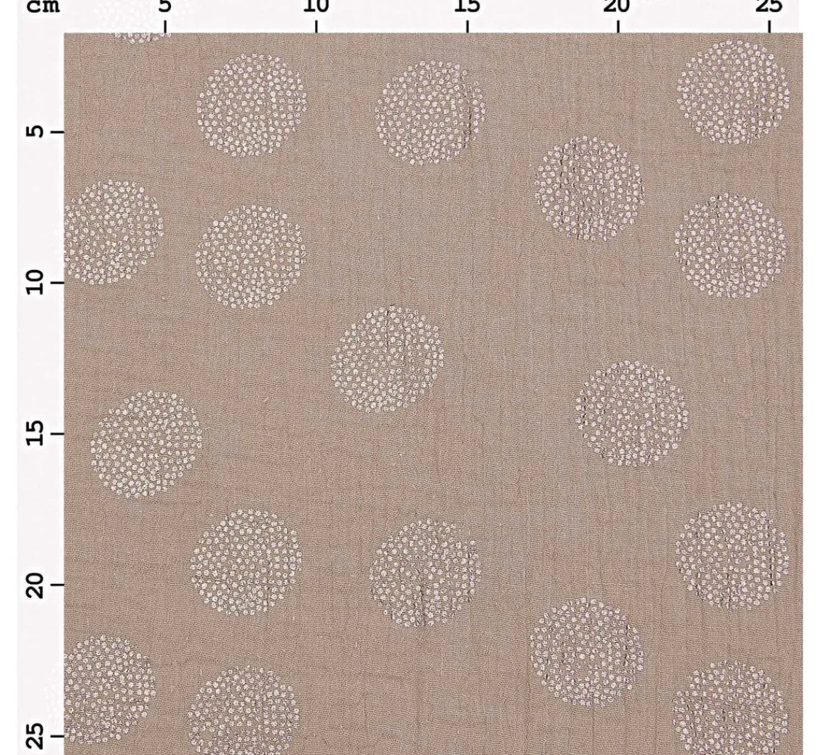 Best Rico Design Krinkel-Musselin Baumwoll-Stoff mit Metallic-Effekt "Sakura Blossom Taupe"