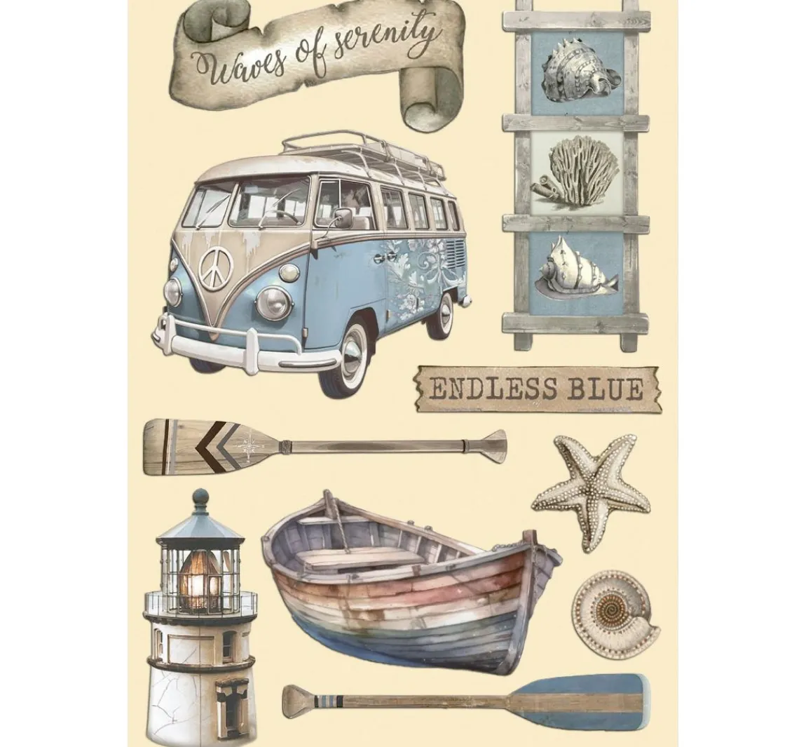Stamperia Lasercut-Motive "Silent Sea - Endless Blue"