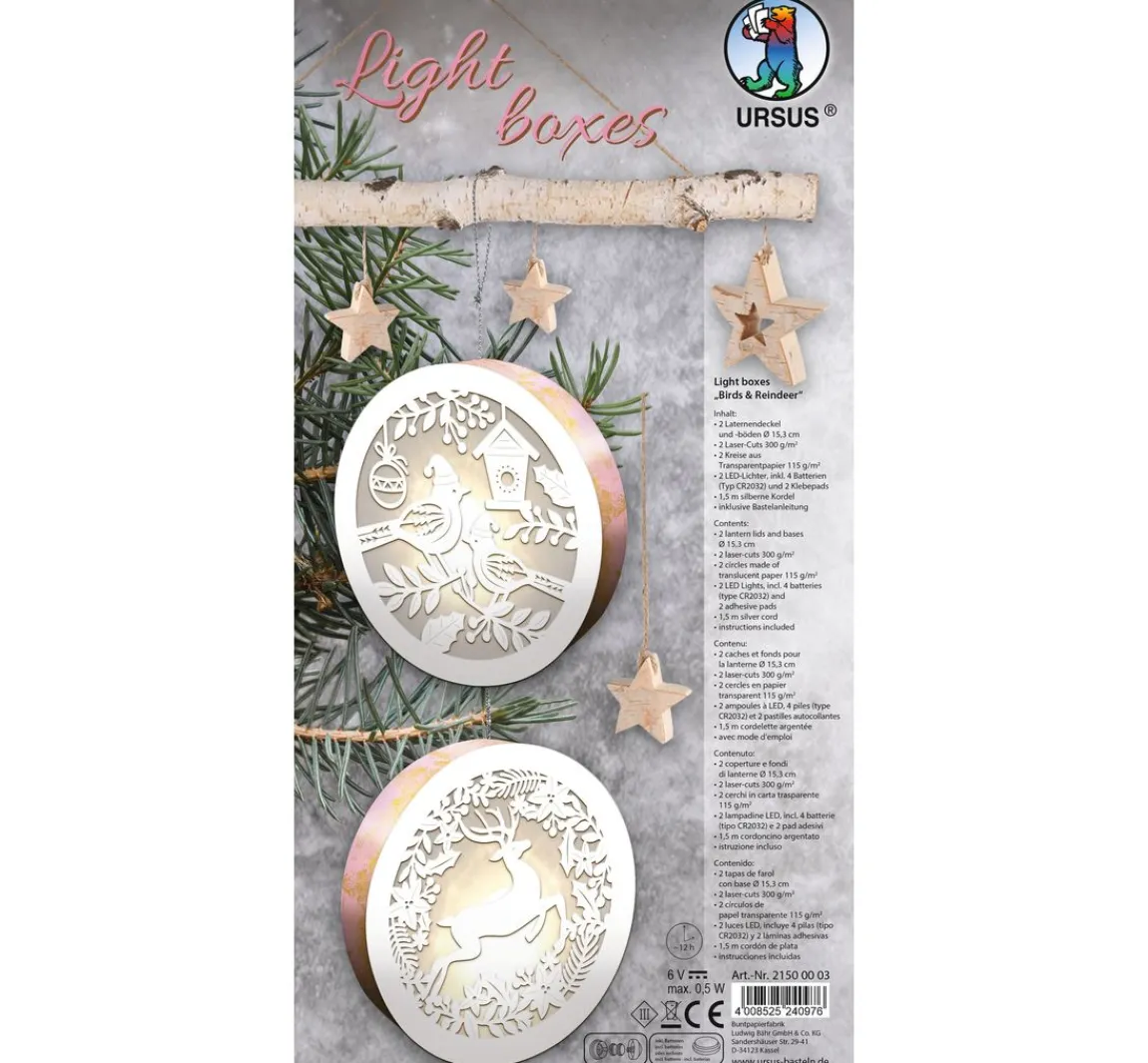 Discount URSUS Lightboxes "Birds & Reindeer", 2er-Set