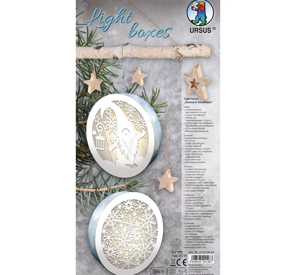Outlet URSUS Lightboxes "Gnome & Snowflakes", 2er-Set