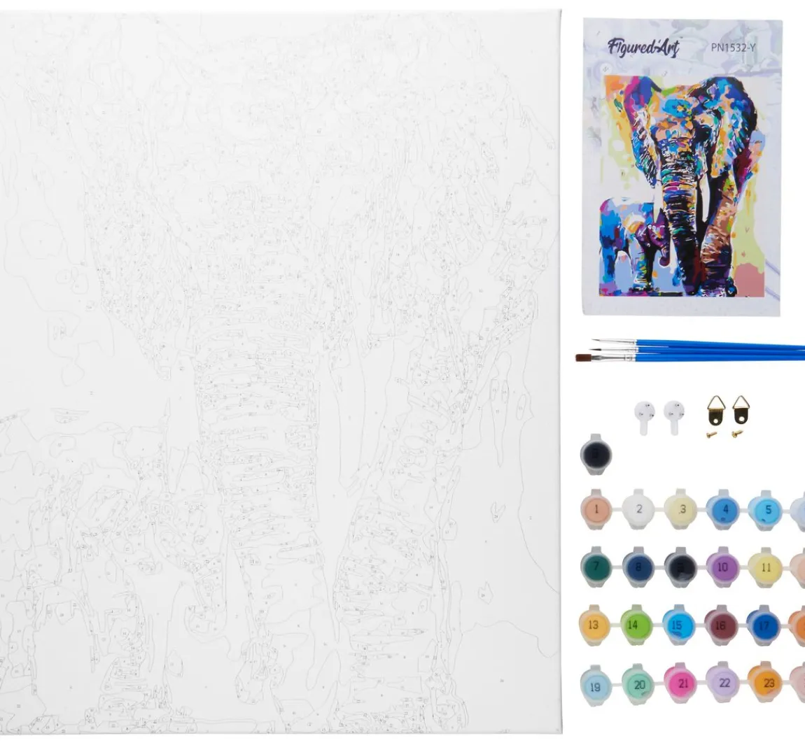 Online Figured'Art Malen nach Zahlen "Elefanten"