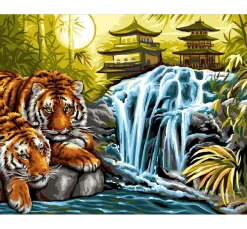 Mammut Malen nach Zahlen "Tiger am Fluss"