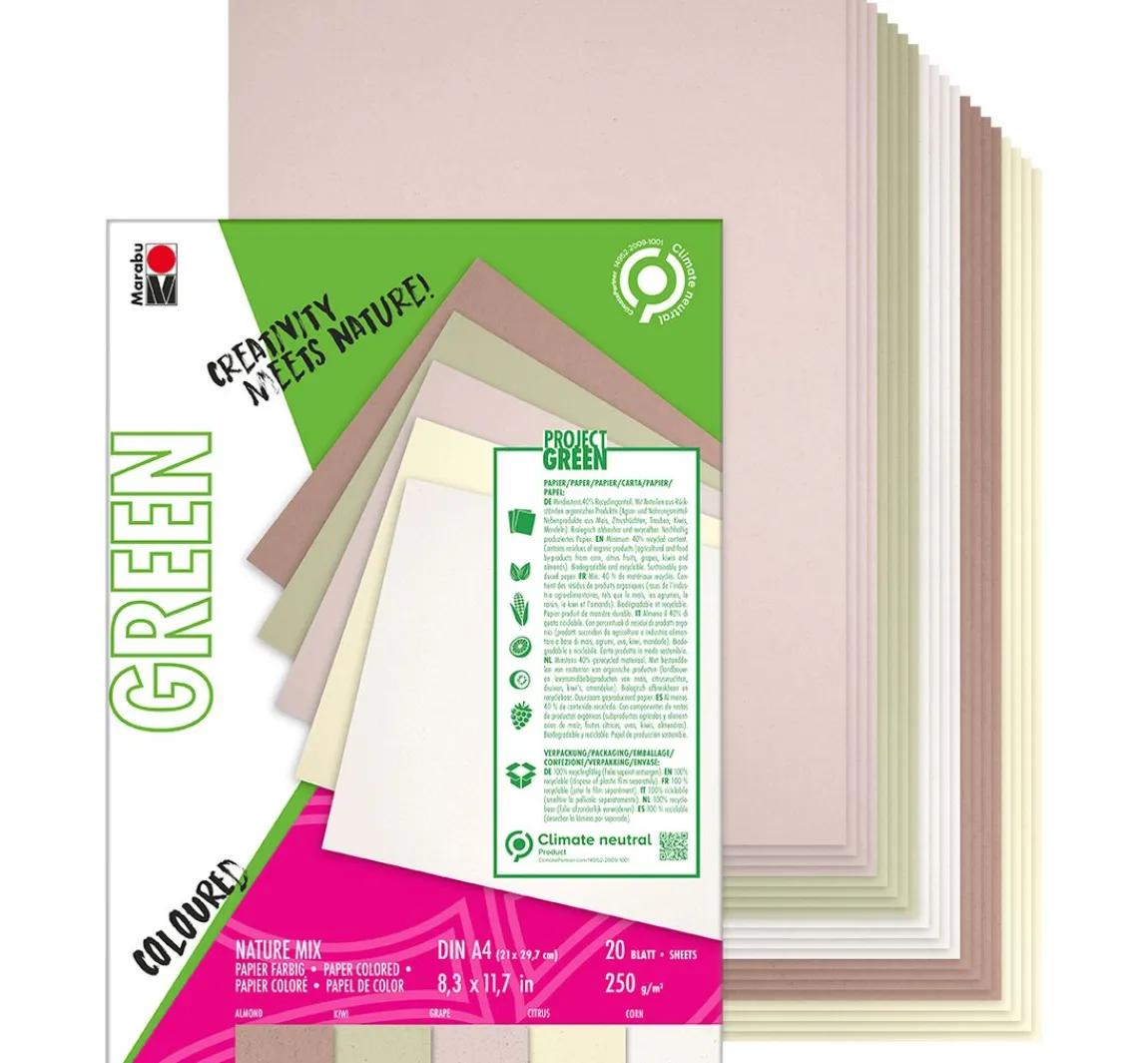 Outlet Marabu Green Papierblock Nature Mix, DIN A4
