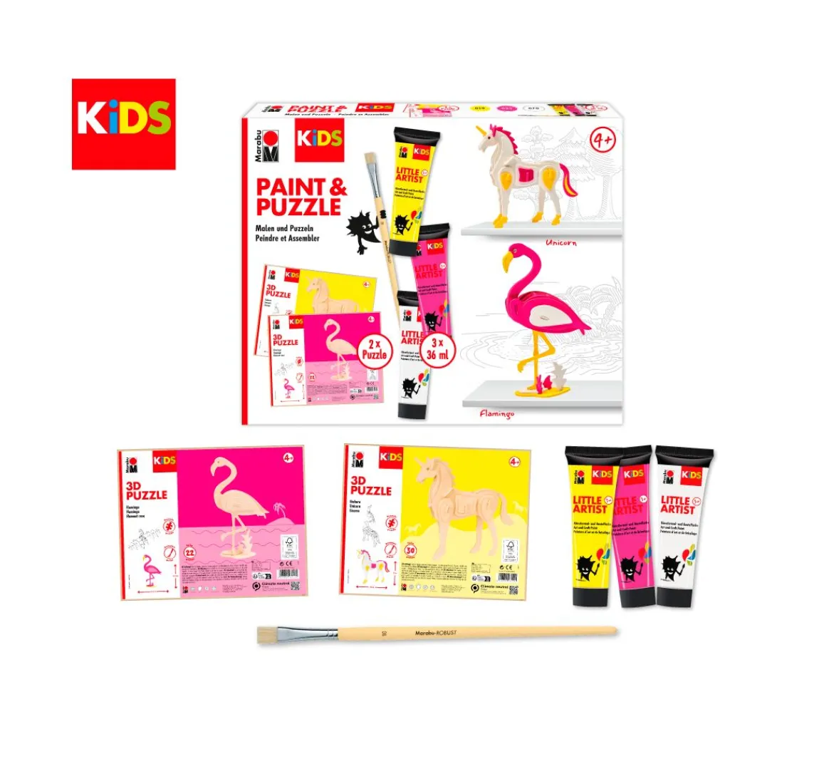 Marabu KiDS Little Artist Paint & Puzzle "Flamingo & Einhorn"