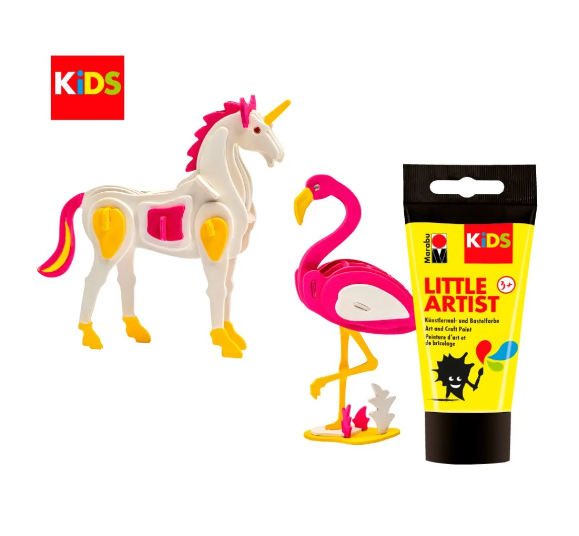 Marabu KiDS Little Artist Paint & Puzzle "Flamingo & Einhorn"