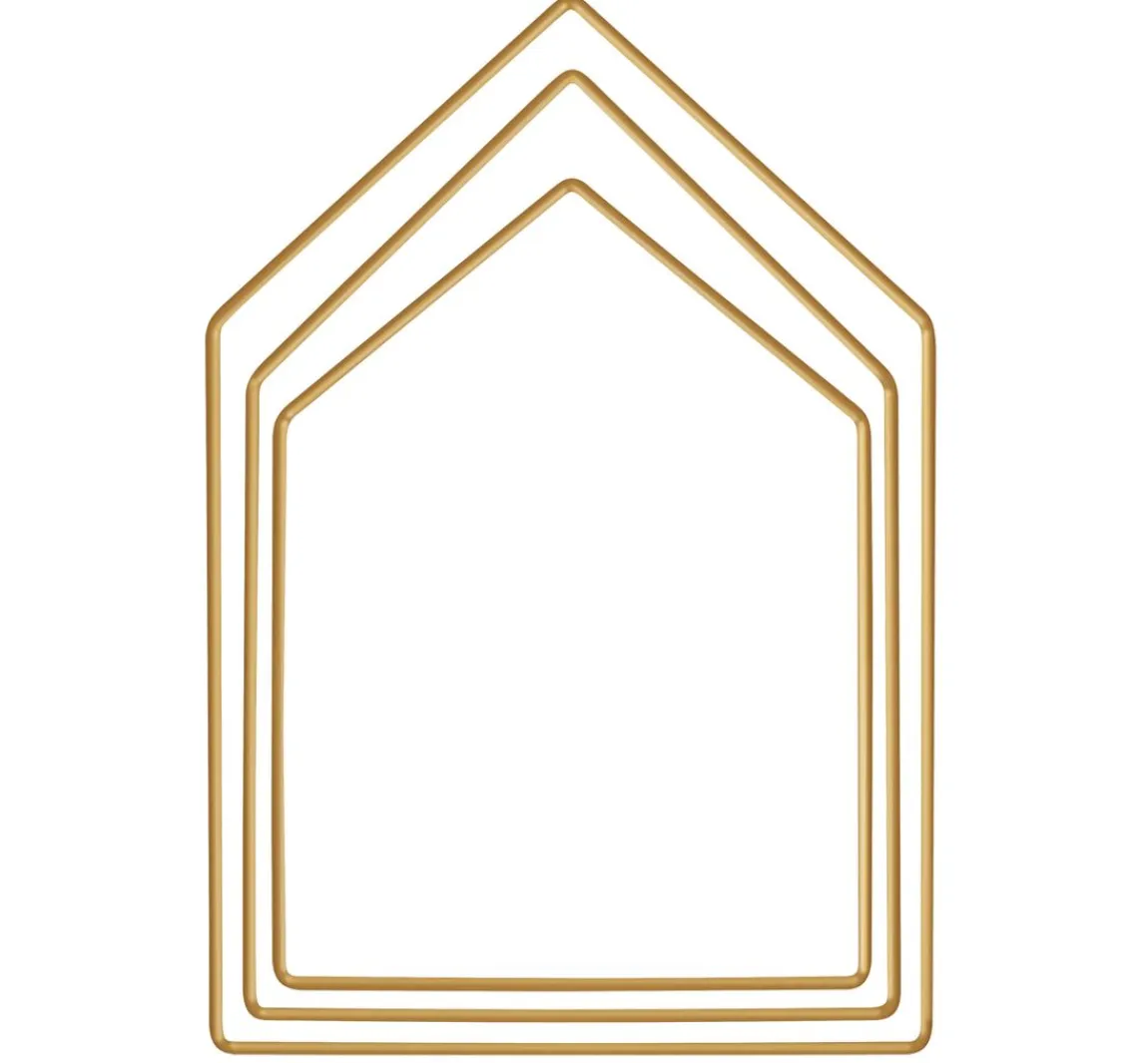 Best Rayher Metallring "Haus", 3er-Set, Goldfarben