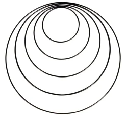 New Rayher Metallring "Kreis", 10 - 30 cm, 5er-Set, Schwarz