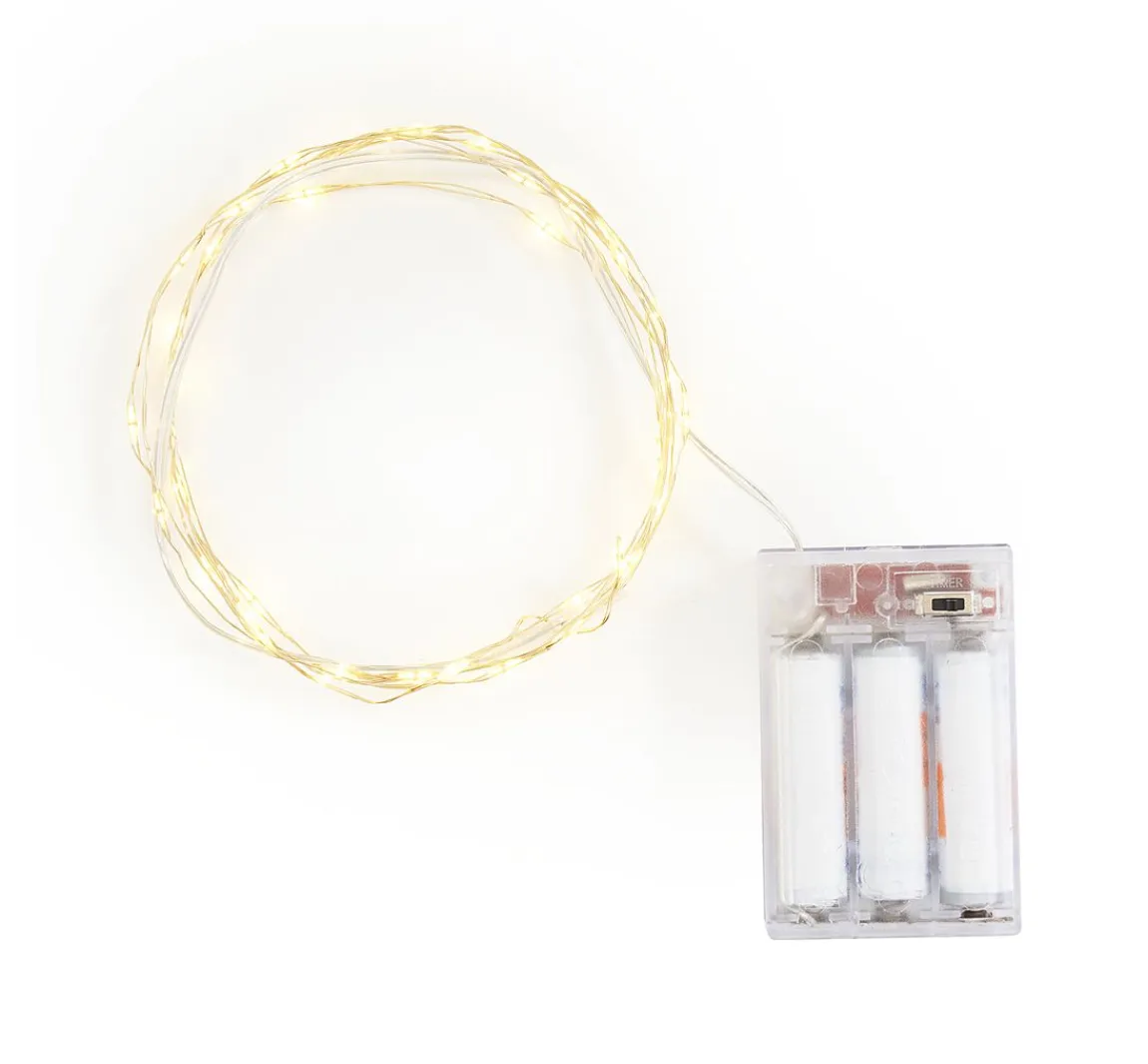 Best ohne Marke Micro-LED-Lichterkette mit Timer 6/18Std., 40 LEDs