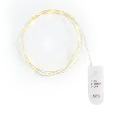 Best ohne Marke Micro-LED-Lichterkette, mit Timer, goldfarbener Draht, 20 LEDs