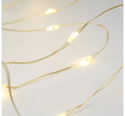 Best ohne Marke Micro-LED-Lichterkette, mit Timer, goldfarbener Draht, 20 LEDs