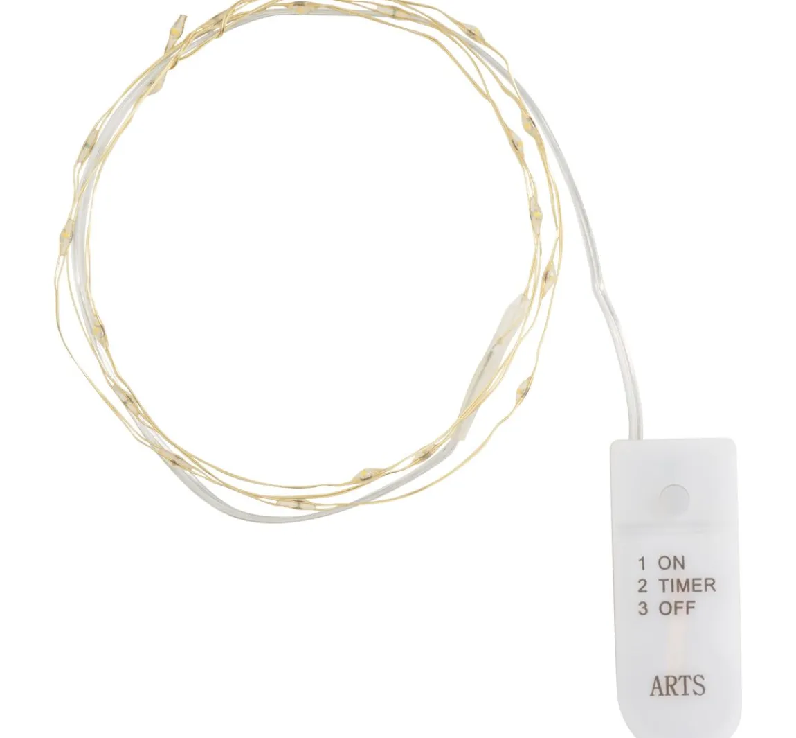 Best ohne Marke Micro-LED-Lichterkette, mit Timer, goldfarbener Draht, 20 LEDs