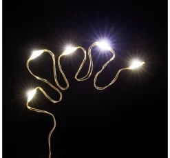 Best ohne Marke Micro-LED-Lichterkette, mit Timer, goldfarbener Draht, 20 LEDs