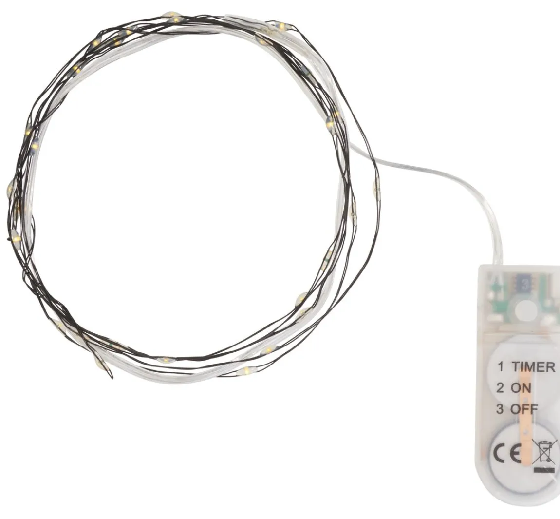 New ohne Marke Micro-LED-Lichterkette, mit Timer, schwarzer Draht, 30 LEDs