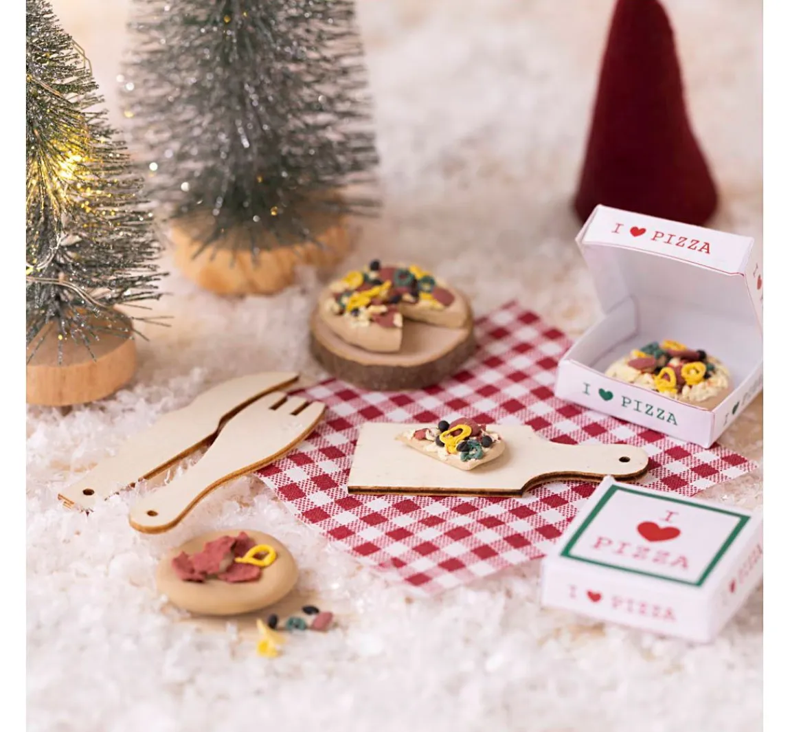 Outlet creativ company Mini Bastelset Wichteltür "Pizza"