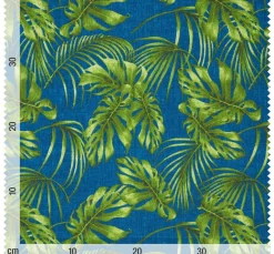 Discount VBS Marktplatz Motiv-Stoff Leinenoptik "Blue Monstera Jungle"