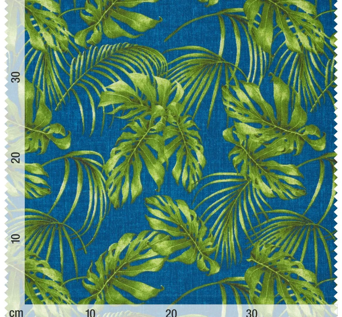 Discount VBS Marktplatz Motiv-Stoff Leinenoptik "Blue Monstera Jungle"