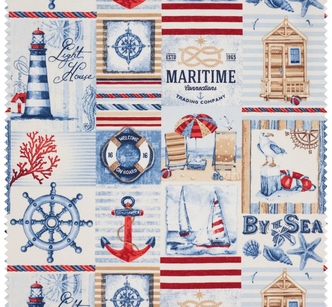 Best VBS Marktplatz Motiv-Stoff Leinenoptik "By the Sea"